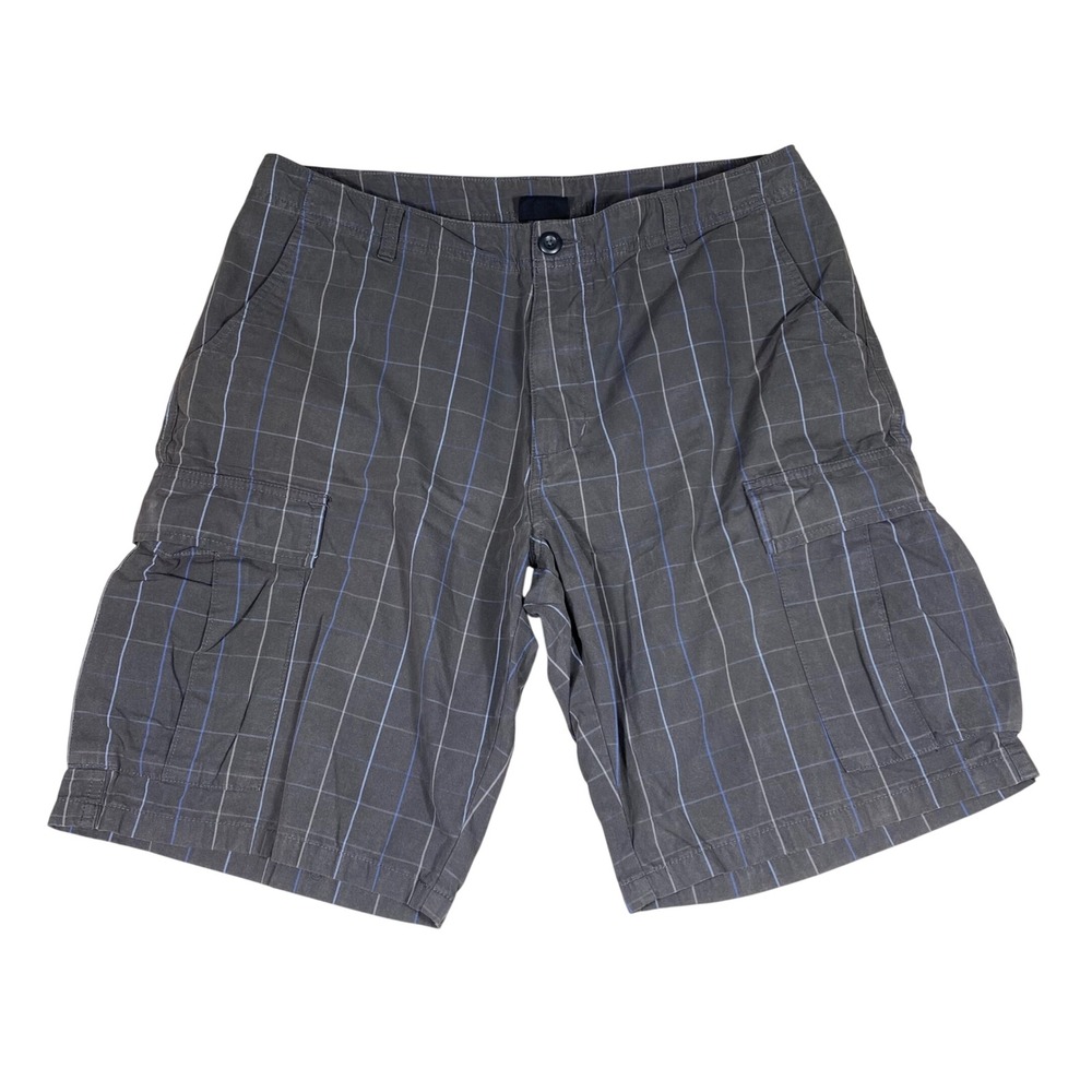 Patagonia Mens All-Wear Cargo Shorts Grey Plaid Organic Cotton 36 Gorpcore Hike